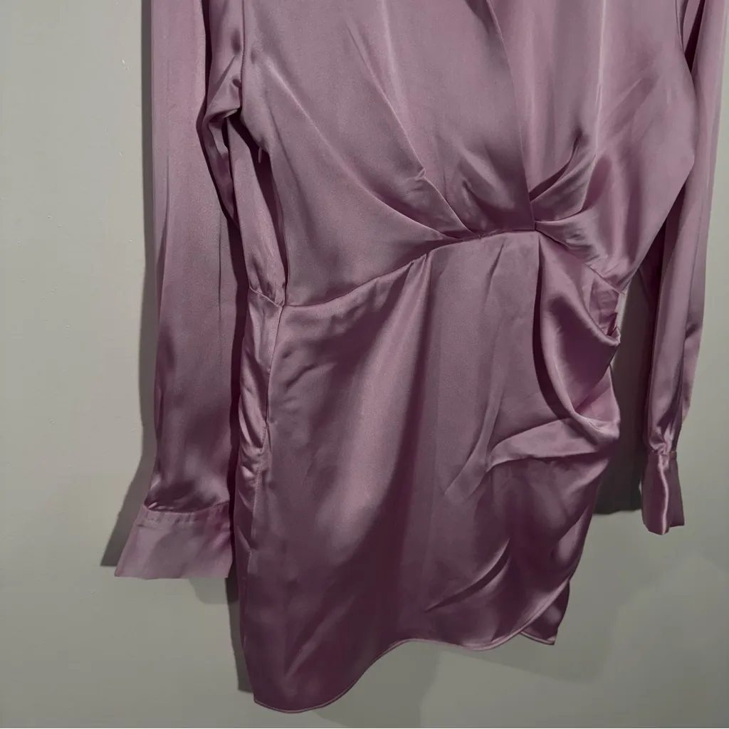 ZARA NWOT  Satin Effect Short Pink Dress Size‎ Medium - Image 4