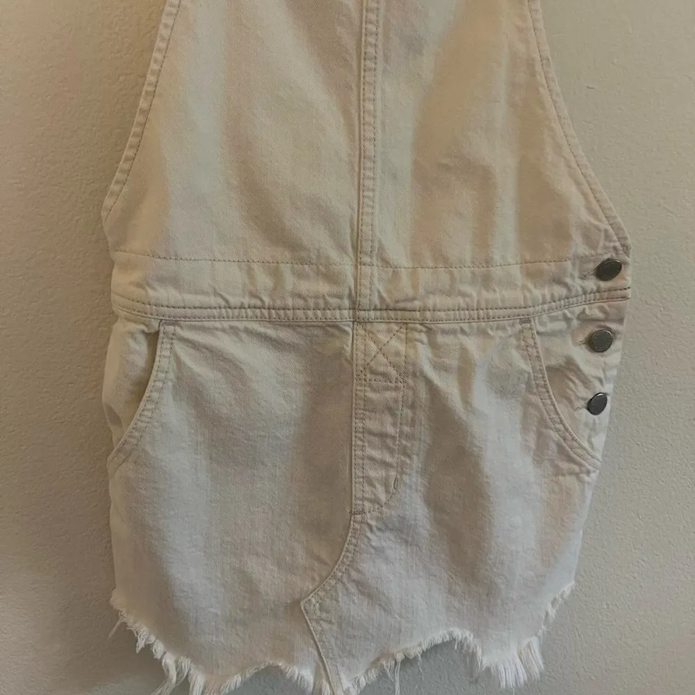 Free People Torn Up Jumper Frayed Hem Denim Overalls Mini Skirt dress - Image 5