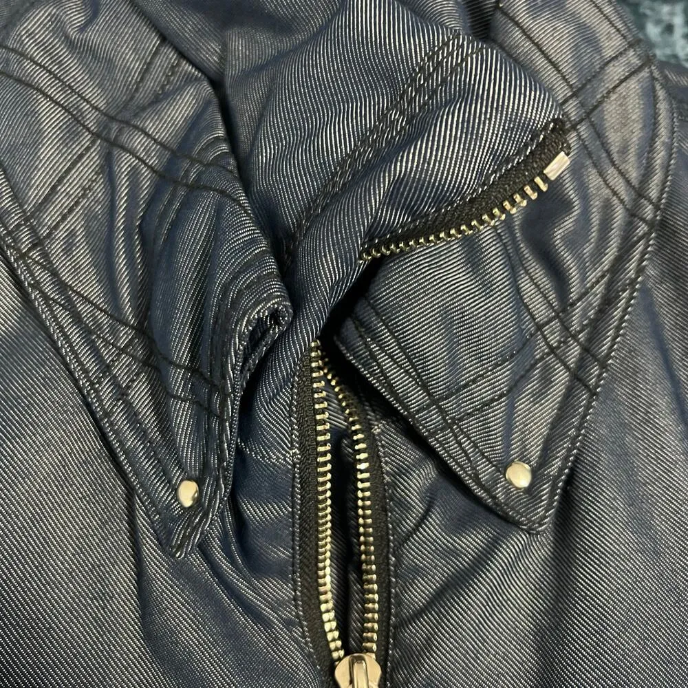 Nils Quilted Metallic Denim Ski‎ Jacket Blue Full Zip Size 12 - Image 6