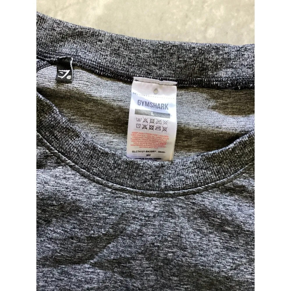 Gymshark Pullover Womens Large Black Gray Long Sleeve Crop Top Seamless Athletic - Image 3