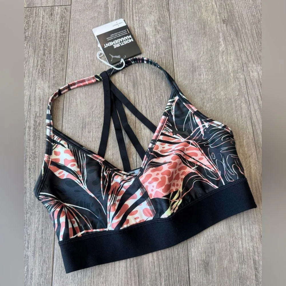 PUMA floral Black and Cream Sports Bra - Image 6