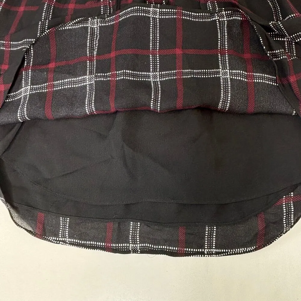 ALC Simona Plaid Long Sleeve Mini Shirt Silk Dress Black 4 - Image 5