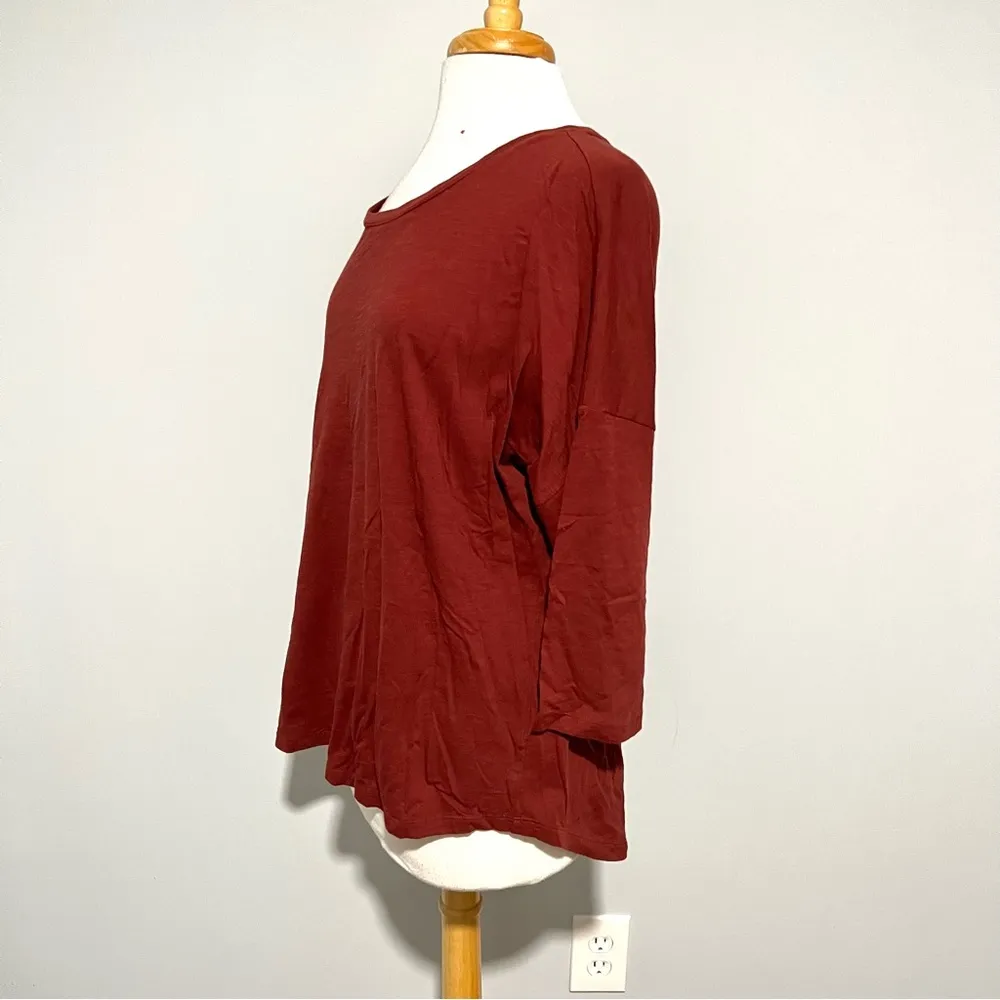 Lord & Taylor Maroon Burgundy 3/4 Sleeve Top Blouse Size XL - Image 3