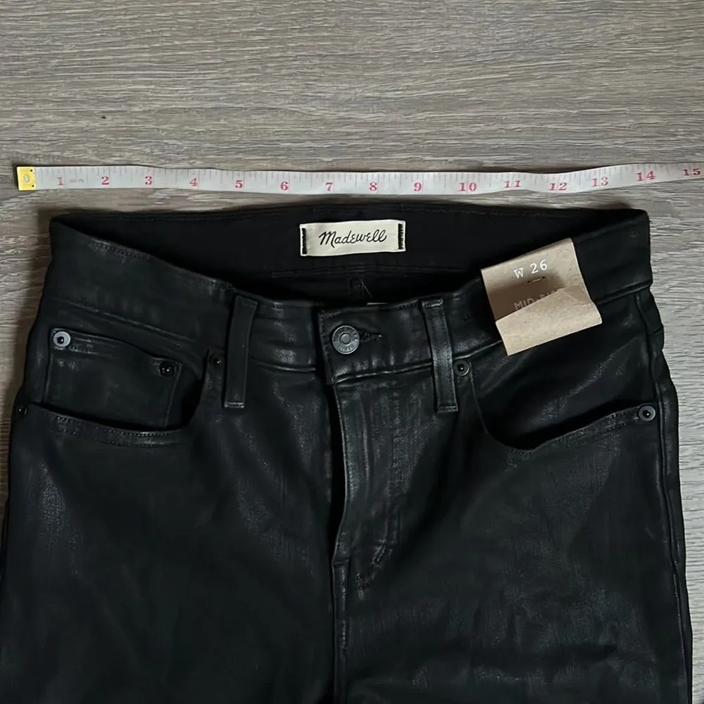 NEW Madewell Kick Out Crop Jeans in True Black Wash: Coated Edition - Image 7