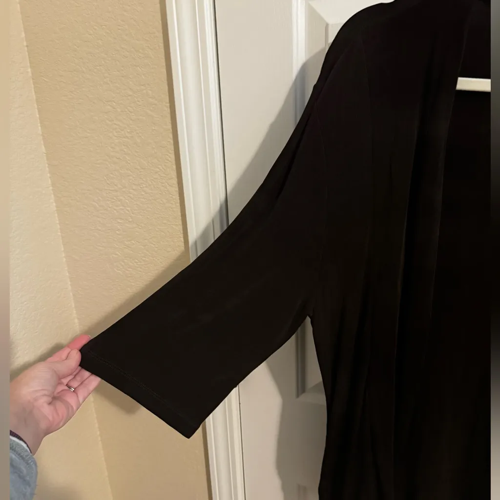 Chico's Travelers Knit Cardigan Pockets Chocolate Brown Size 3 or XL 16/18 - Image 3