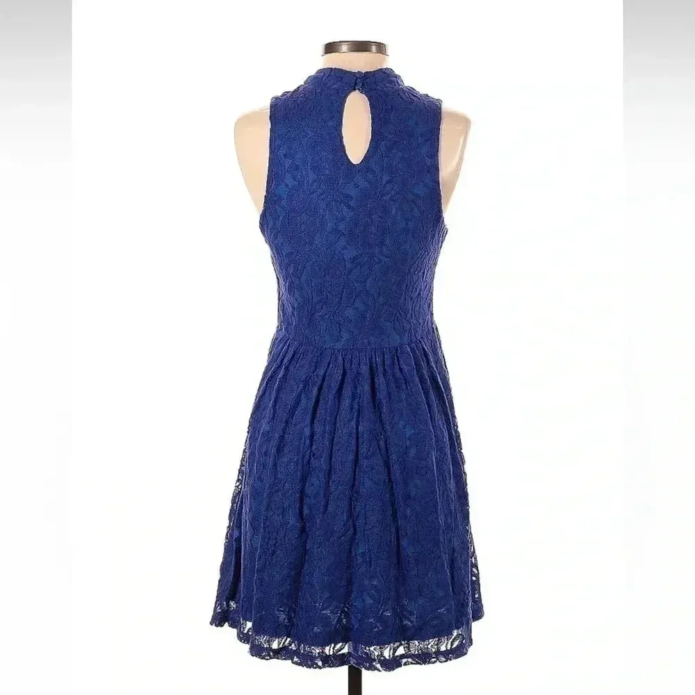 Anthropologie Cobalt Harlow Dress By Moulinette Soeurs Lace Blue Size S Small - Image 4