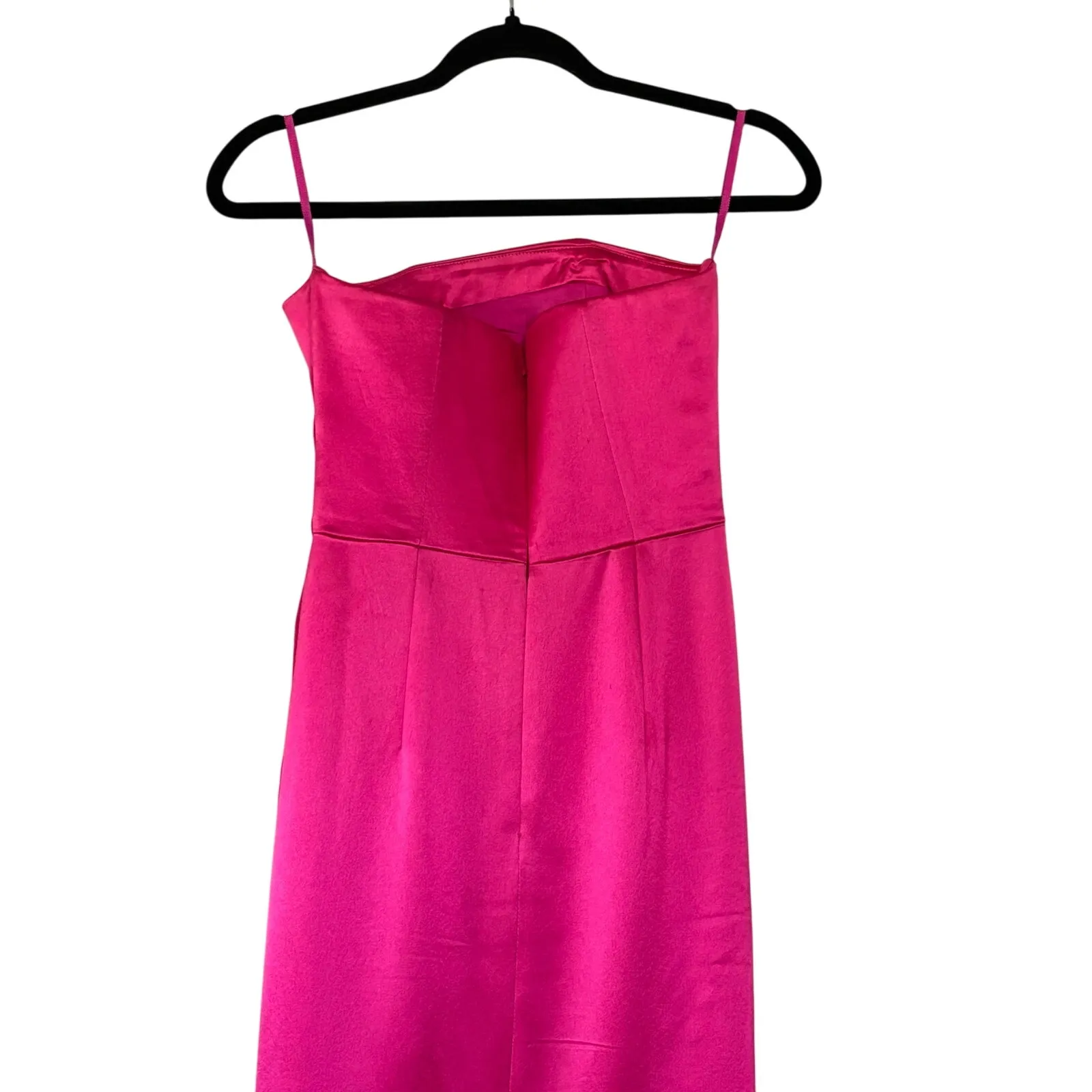 16Arlington Himawari Dress Strapless Feather Trimmed Knot Satin Pink Midi Size 2 - Image 7