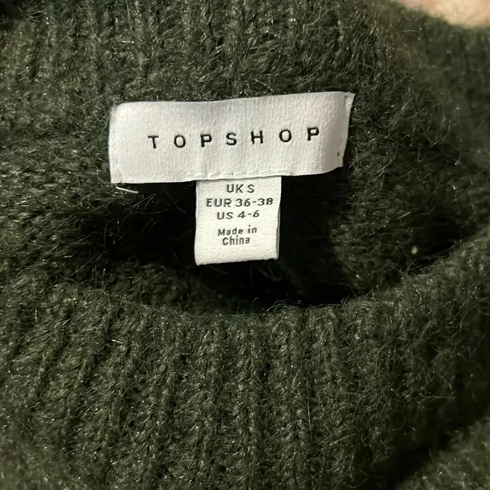 Topshop Women's Green Chunky Knit Mock Neck Oversized Sweater Size S US 4-6 - Image 11