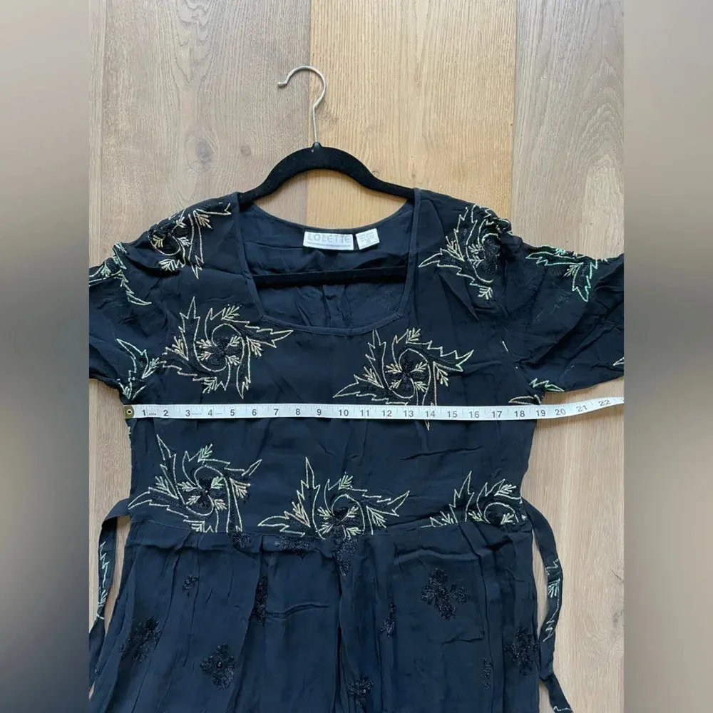 Vintage Embroider And Beaded Black Dress Size Medium - Image 9