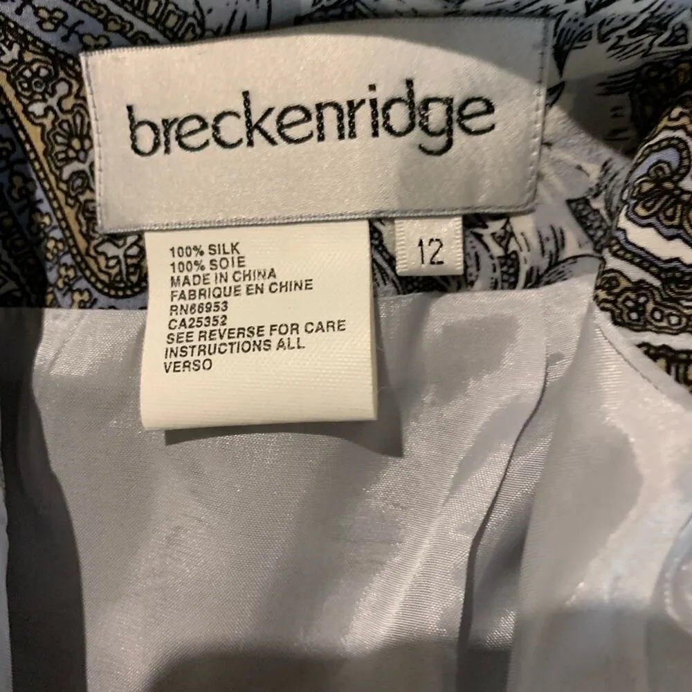 100% Silk Paisley Skirt Blue Grey Black Sz 12 - Image 4