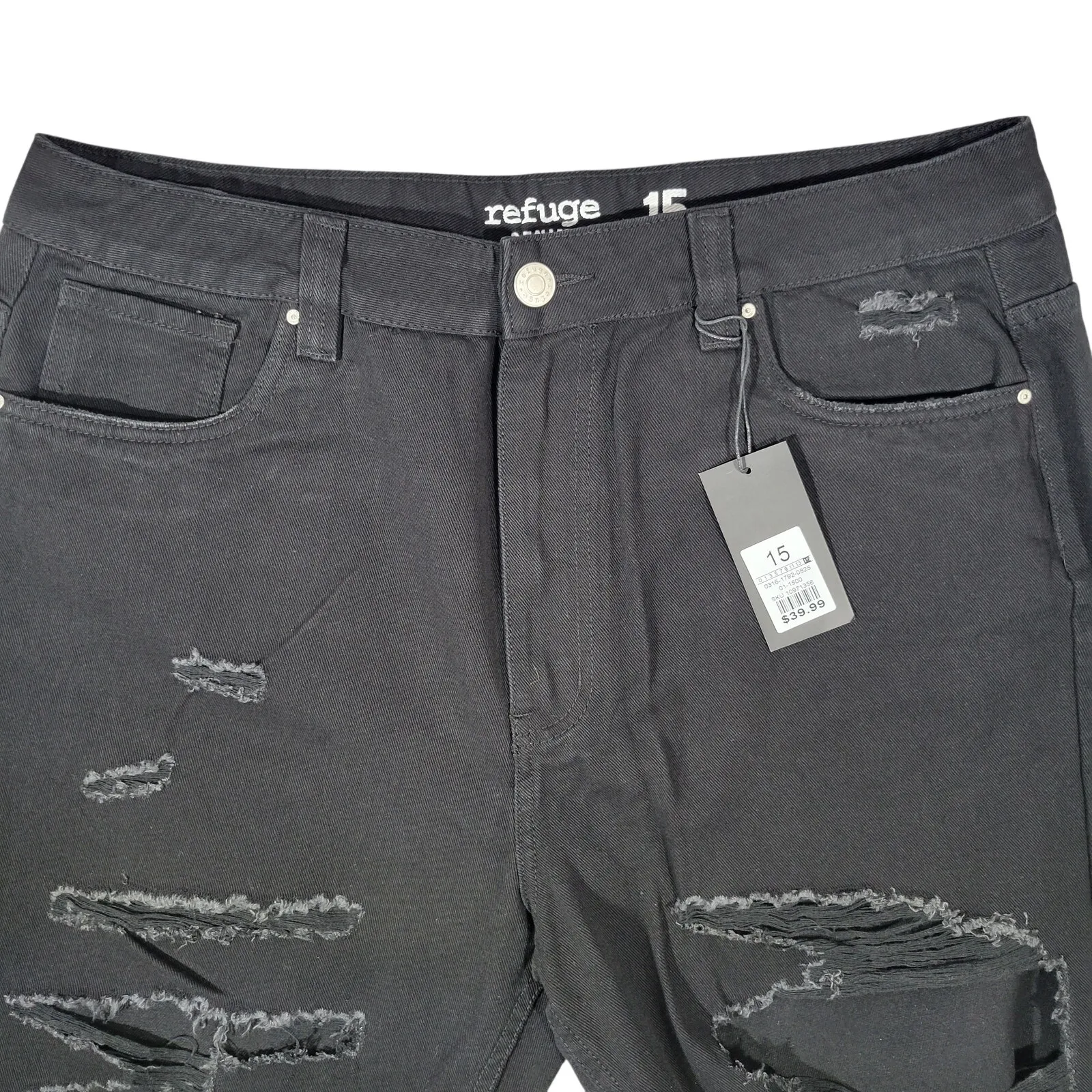 Refuge Denim Women Size 15 Black Mom Classic High Rise Distressed Jeans - Image 6