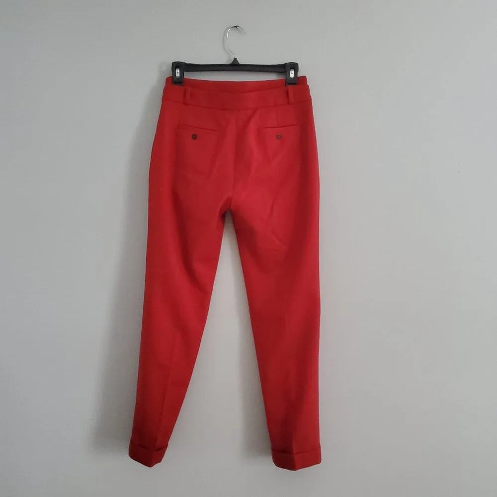 Claudie Pierlot Wool Cuffed Ankle Red Trousers 8 - Image 2