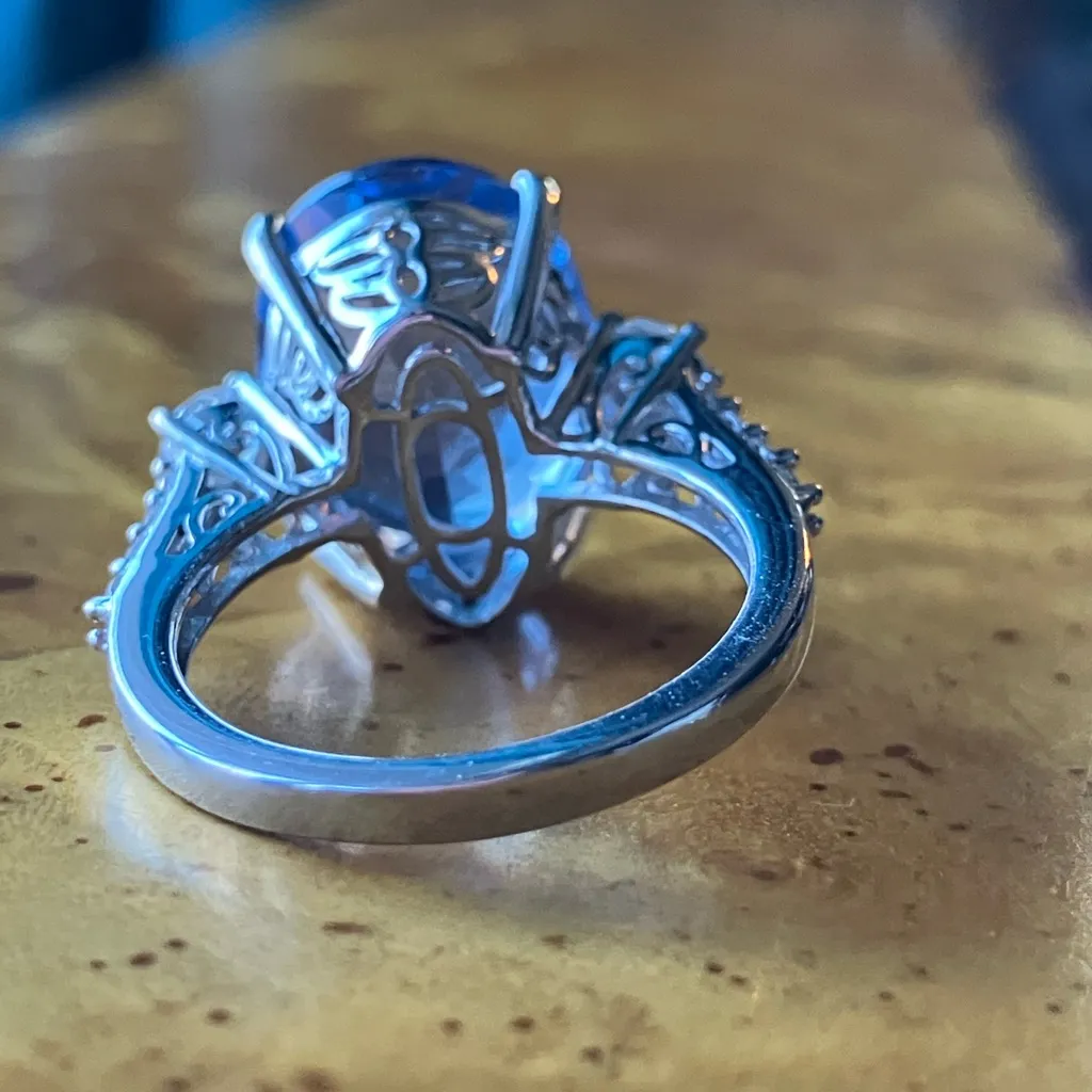 Color Changing Fluorite Moissanite Sterling Silver Ring Size 7 Blue - Image 6