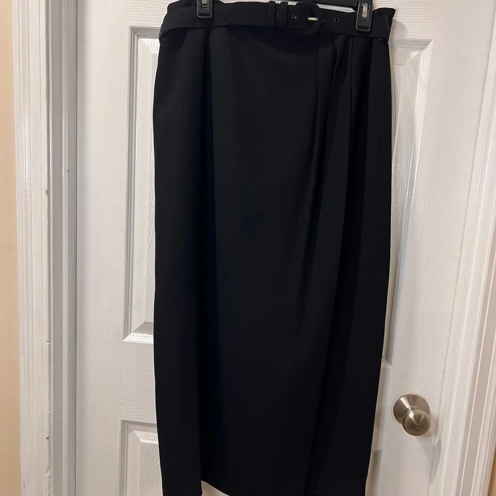 Chaus Vintage Black Maxi‎ Skirt with Belt Women's Formal Wear Long Flowy Bottom - Image 2