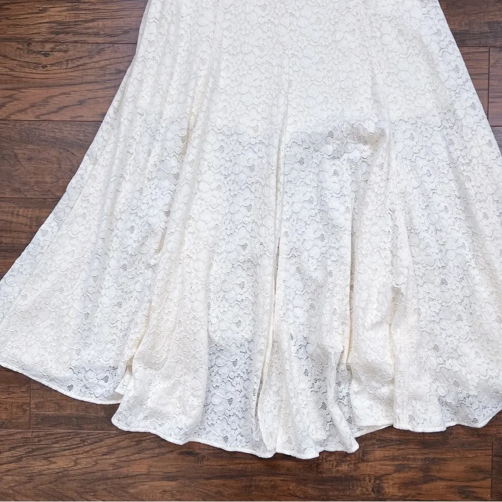 Rebecca Taylor • Lace Maxi Skirt cream New Ivory flowy slit crochet beach summer - Image 15