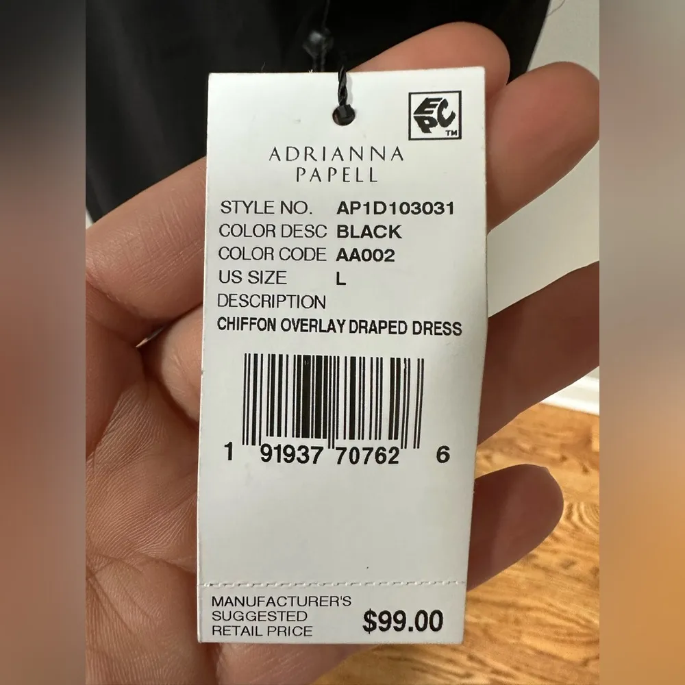 Adrianna Papell black Chiffon Overlay A-Line Dress sheer wrap  flowy large - Image 5