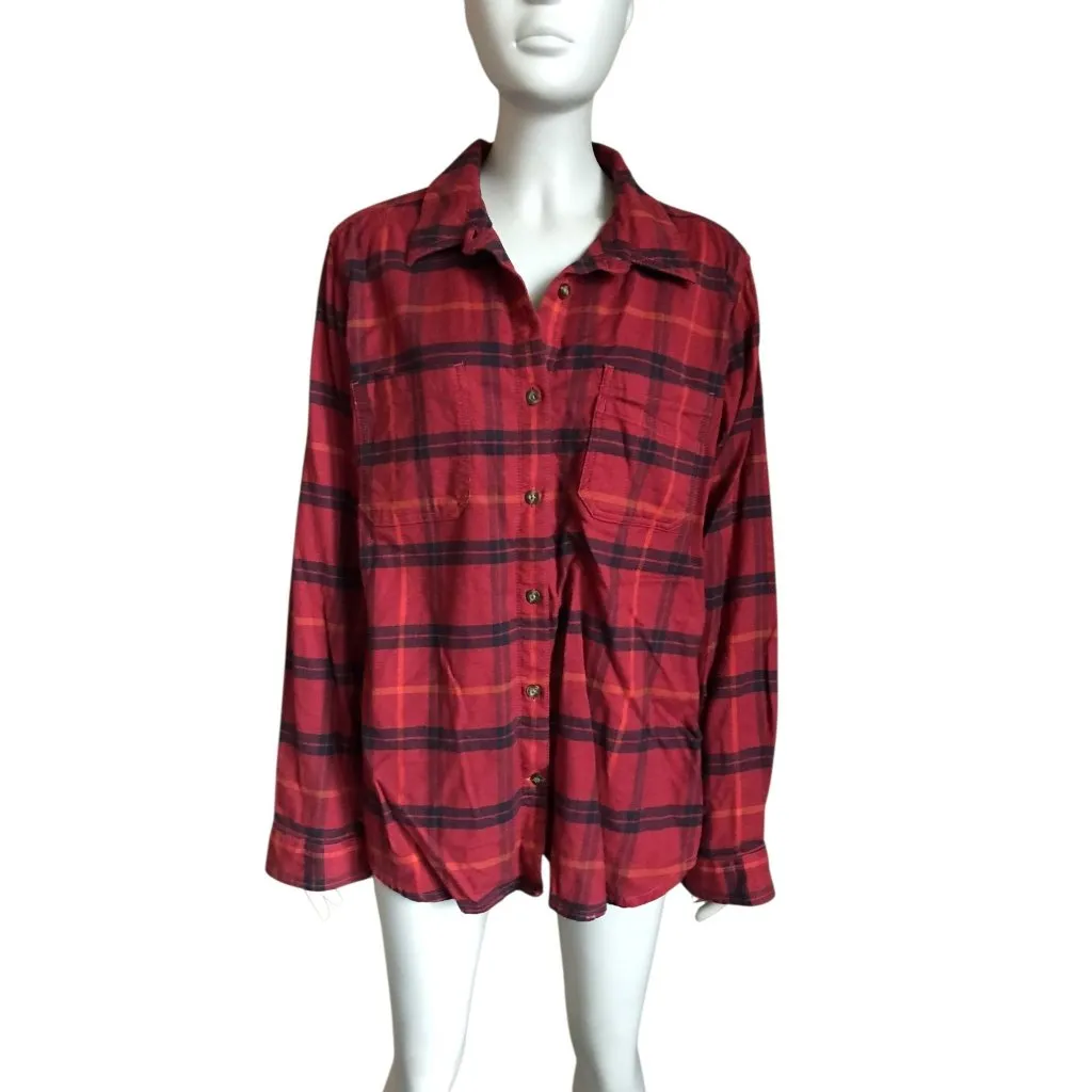 Carhartt Red and Black Plaid Long Sleeve Top - Image 2