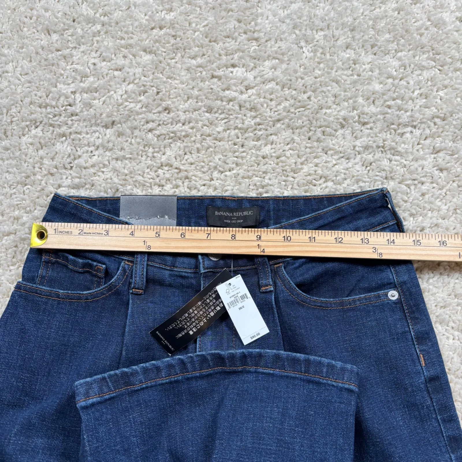 Banana Republic Wide Leg Crop Jeans Dark Wash High Rise Women 26/2 - Image 7