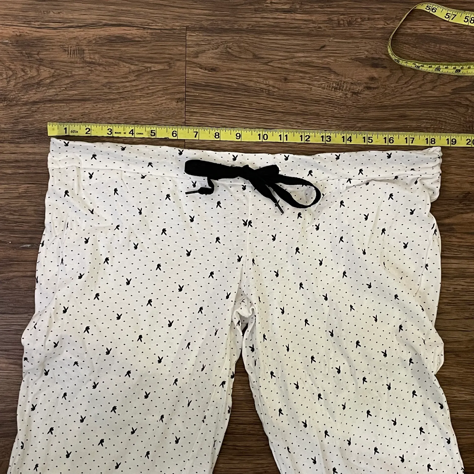 Playboy Intimates Capri Drawstring Pajama Pants White With Black Bunny Logo XL - Image 7