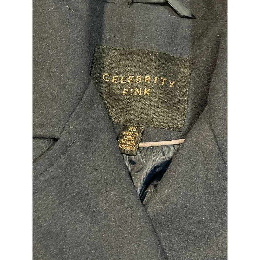 Celebrity Pink Navy Blue Double-Breasted‎ Blazer Jacket Formal Wear B-916 - Image 2