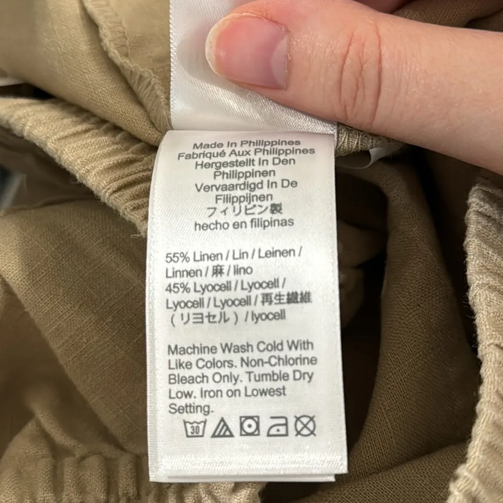 J. Crew Wide-leg seaside textured drawstring pant in linen beige hue size M tall - Image 11