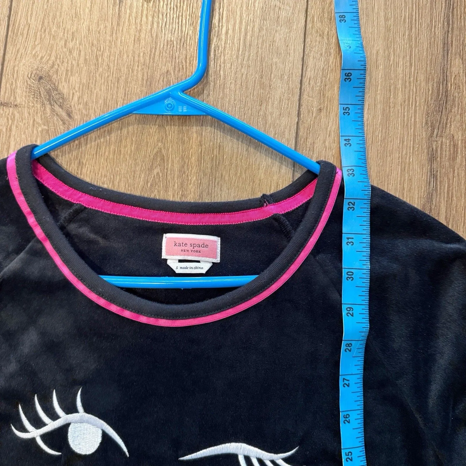 Kate Spade Womens Velour Velvet Sleep Dress Size Small Wink Eye Soft Cozy Winter - Image 5