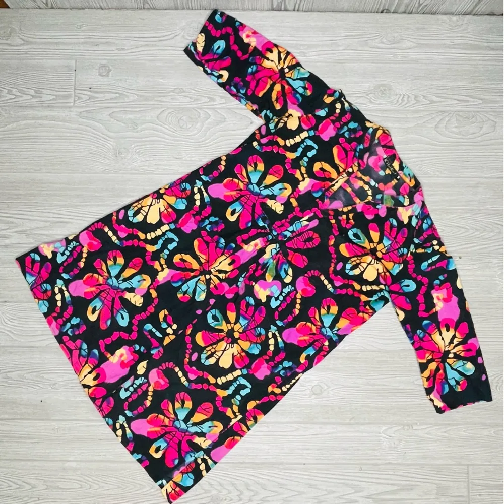 Long sleeve tie dye kiki sol rainbow floral long sleeve dress tropical beach m Pink Size M - Image 2