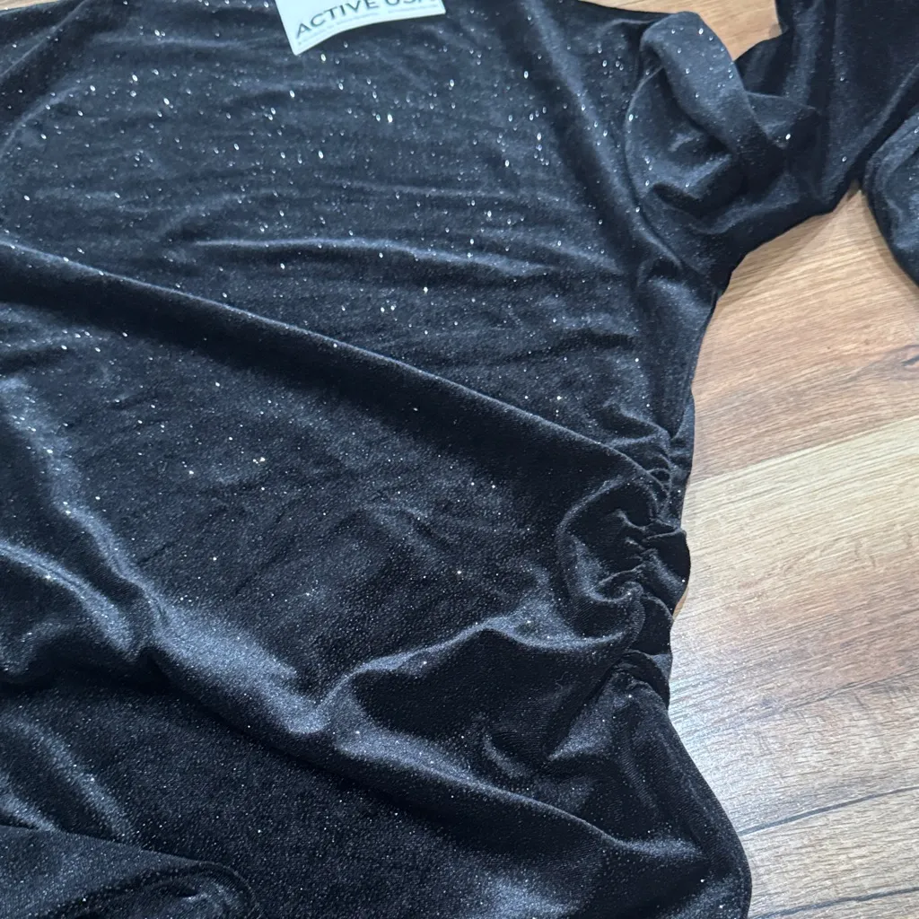 Elegant Black Velvet Glitter Dress - Image 6