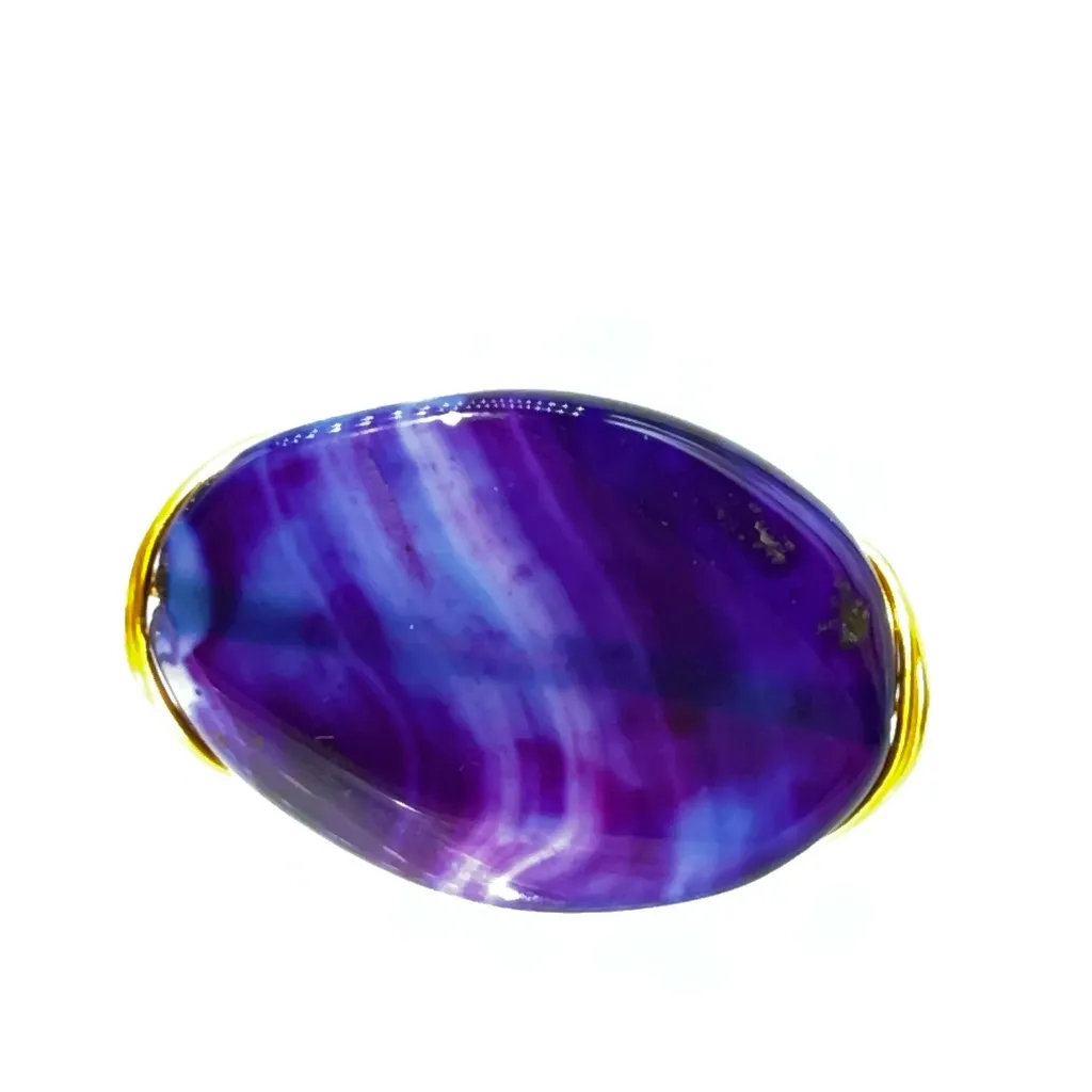 Elegant Purple/Blue and Gold Bracelet and Ring Costume Jewelry 2 Piece Set - Image 3