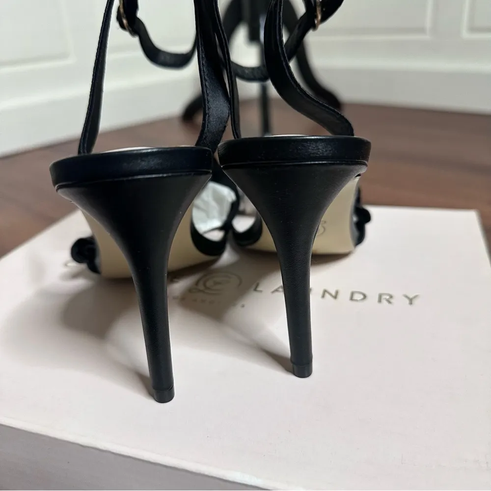 leather retro glam chic y2k open toe Satin Ruffle Heels Size 7 - Image 7