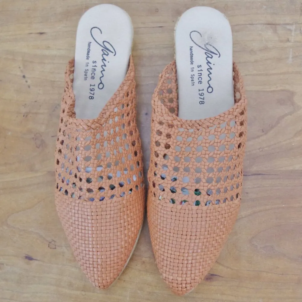 Gaimo Spanish Made Low Wedge Woven Mules Size EU 40 Brown - Image 8