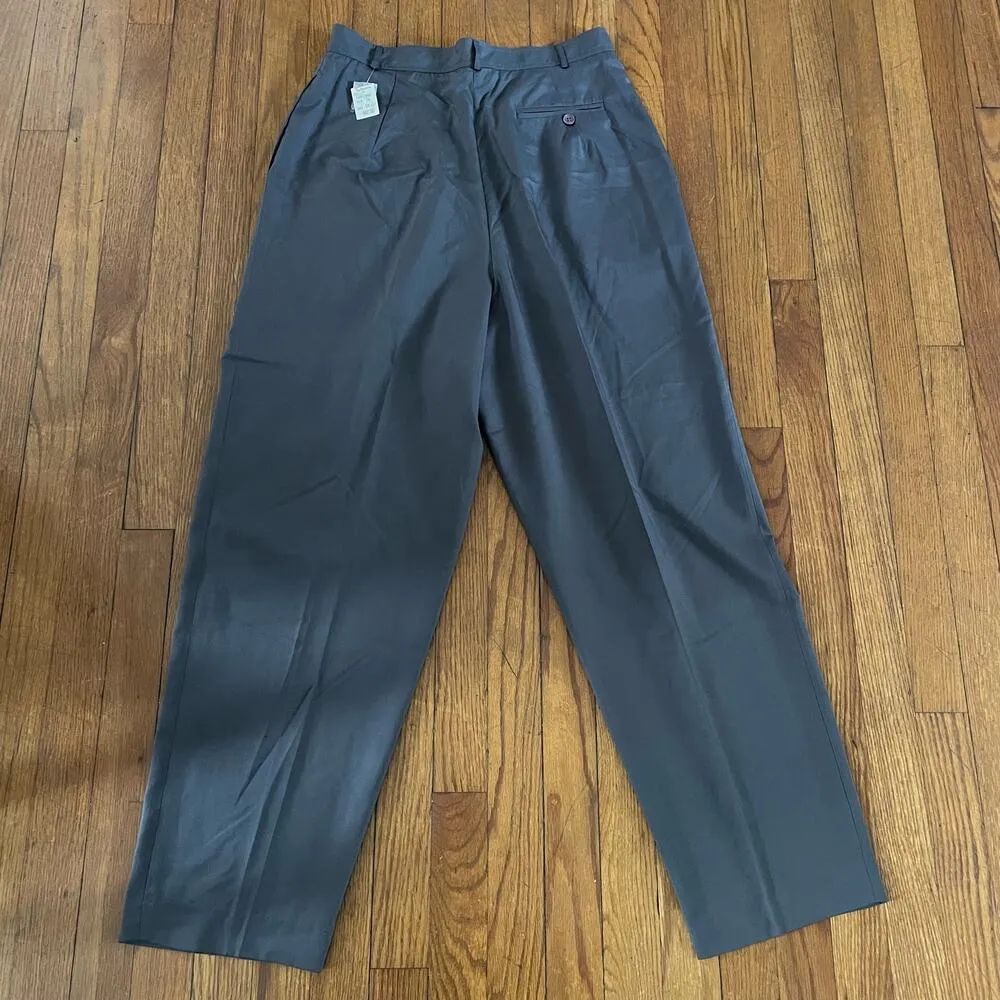 NEW Vintage Talbots Size 14 100% Silk Pleated Dress Pants Grey - Image 2