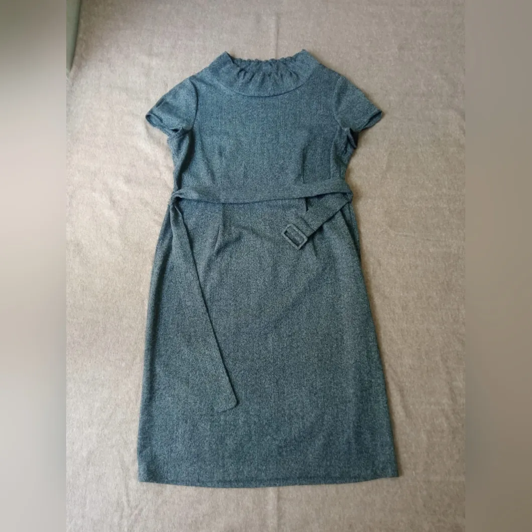 TO THE MAX BLACK MOCK NECK SHORT SLEEVE BELTED SHEATH DRESS SIZE Large Gray - Image 8