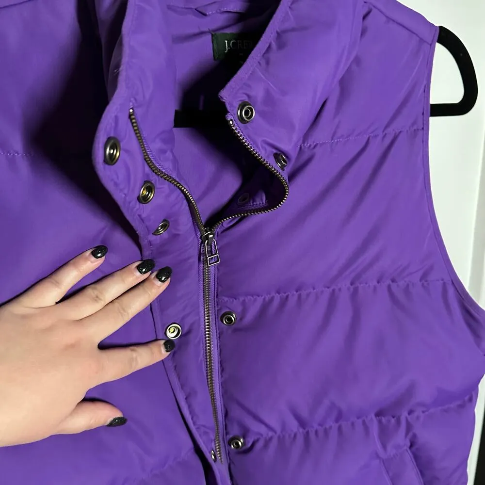 J. Crew Women's Purple Puffer Vest Size Medium Ski Outdoor Cold Weather - Image 6