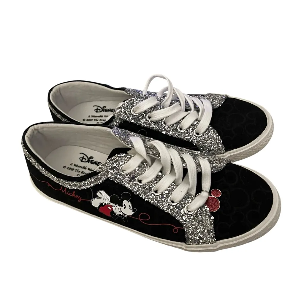 Disney Bradford Exhange Mickey & Minnie Sparkling Bling Sneakers Size 7.5 - Image 2