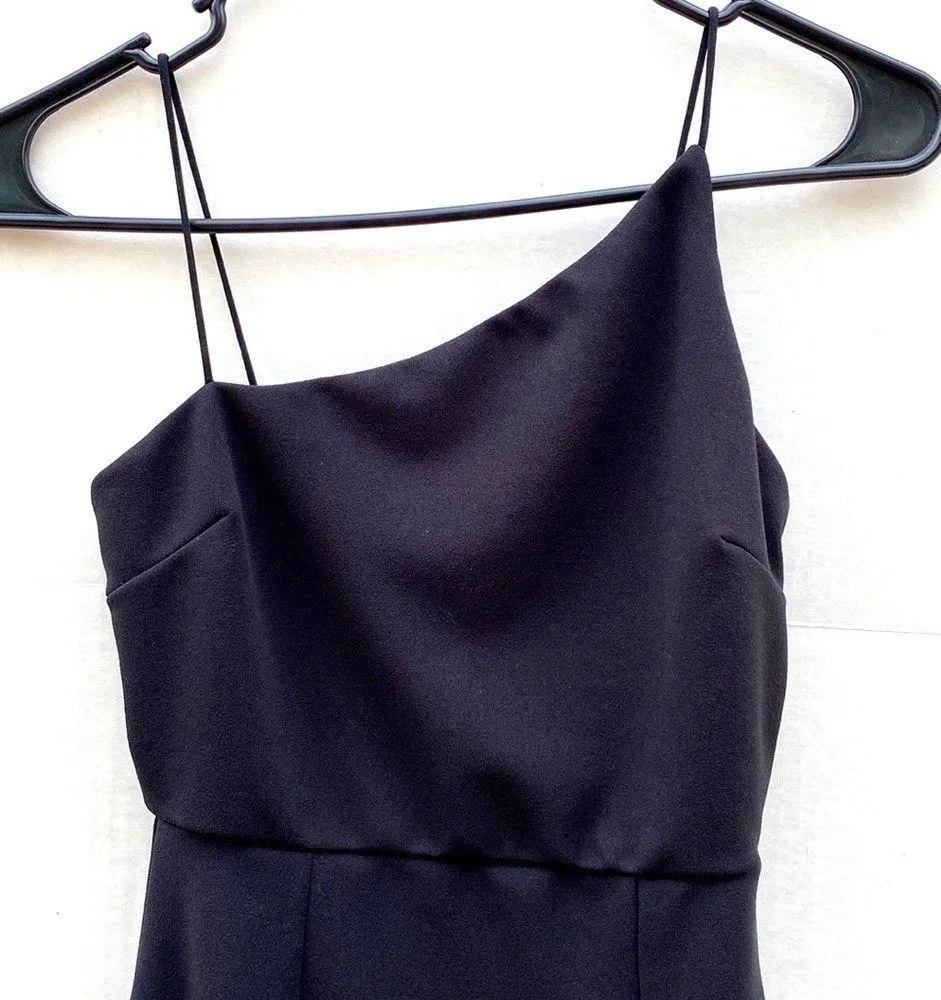 Princess Polly sz 2 black Aero Asymmetrical One Shoulder Knit Midi Sheath dress - Image 4