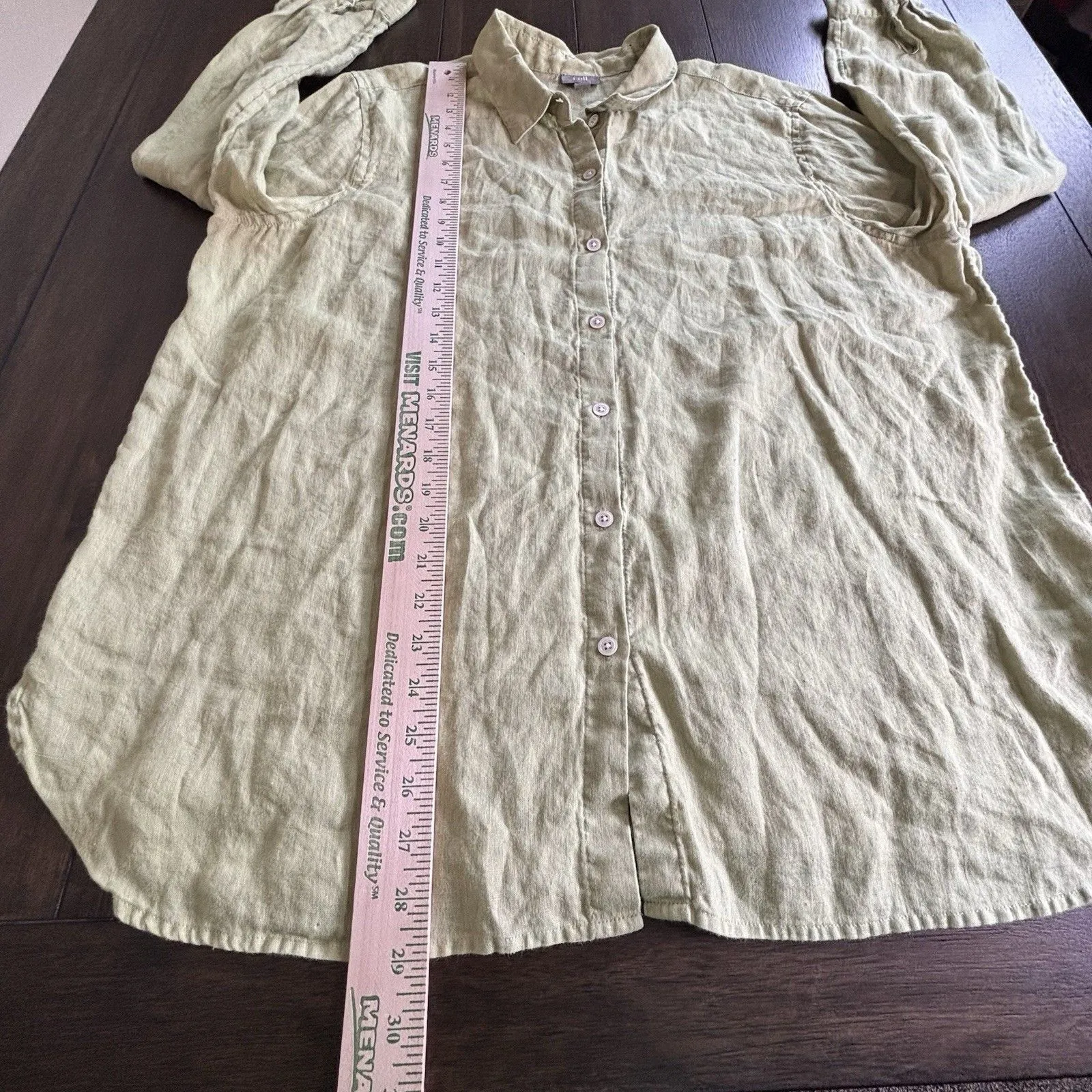 J Jill 100% Linen Long Sleeve Button Down Shirt Sz XL Green Coastal Lightweight - Image 4