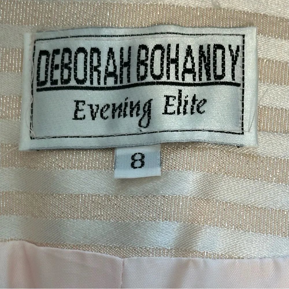 Vintage DEBORAH BOHANDY Evening Elite Pink Metallic Skirt and Jacket Suit Sz 8 - Image 2