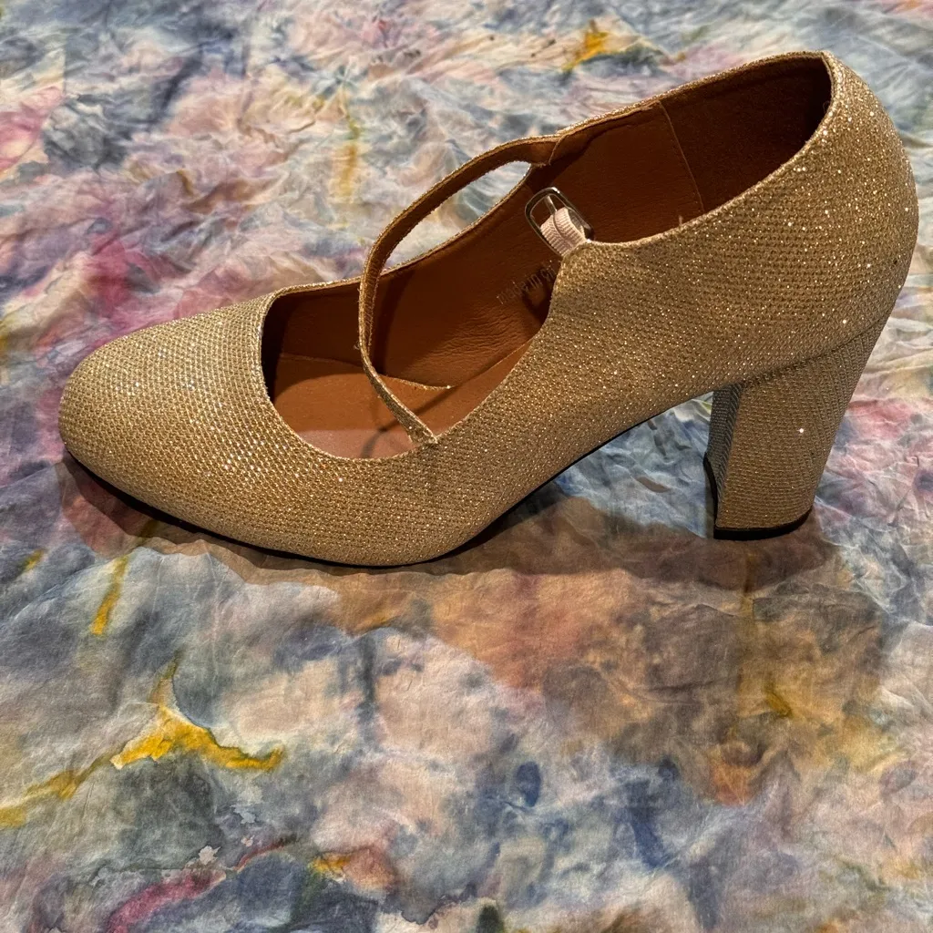 Maiernisi Jessi Sparkly Gold Block Heels Size 10 - Image 7