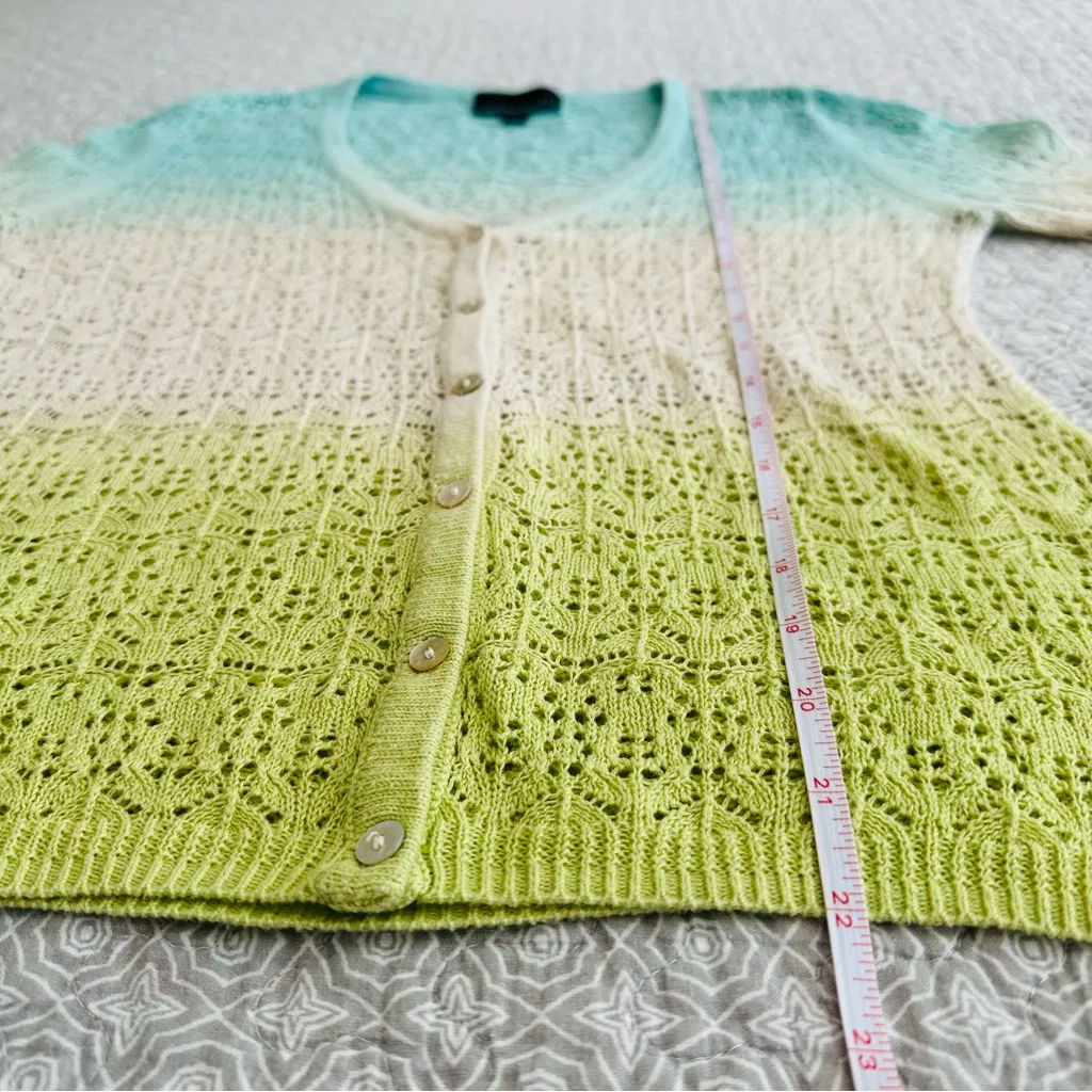 Cynthia Rowley Ombre Lacey Open Knit V-Neck Cardigan Sweater Dip Dye Size M - Image 5