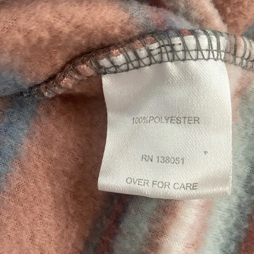 North River Outfitters Women's 1/4 Zip Sweater Striped Sherpa Hem Lined Medium Pink - Image 6