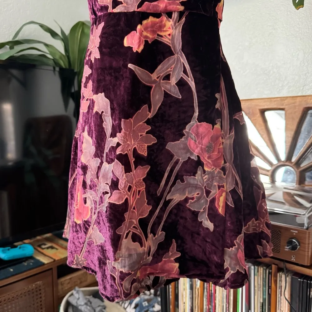 Lulus Catharine Plum Purple Floral Print Burnout Velvet Mini Dress Red Size M - Image 6
