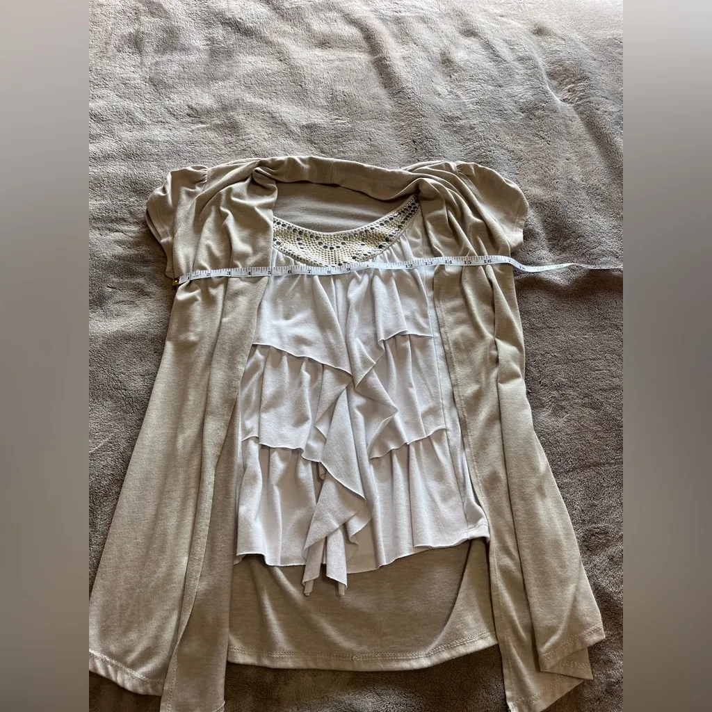 HEART SOUL Layered Short Sleeve Cardigan Blouse Y2K Women’s Sz M EUC - Image 6