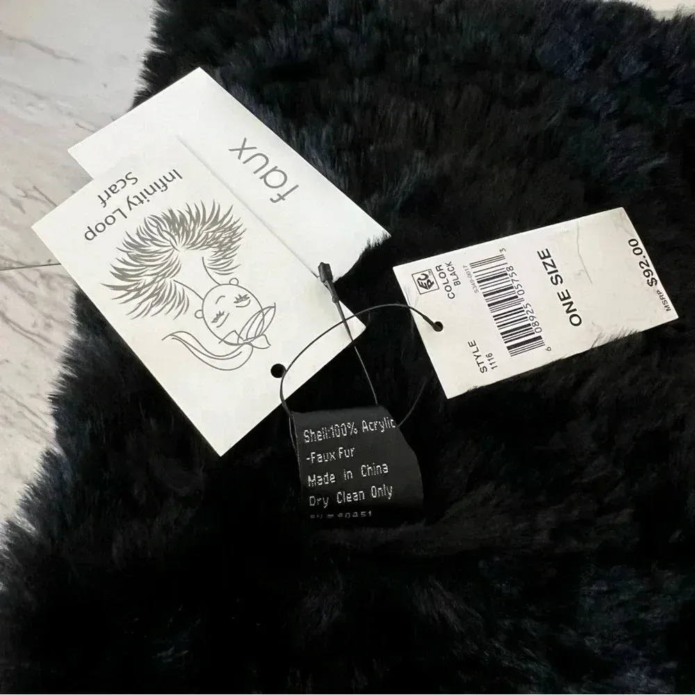 Surell Infinity Loop Scarf Faux Fur Stretch Black - Image 3