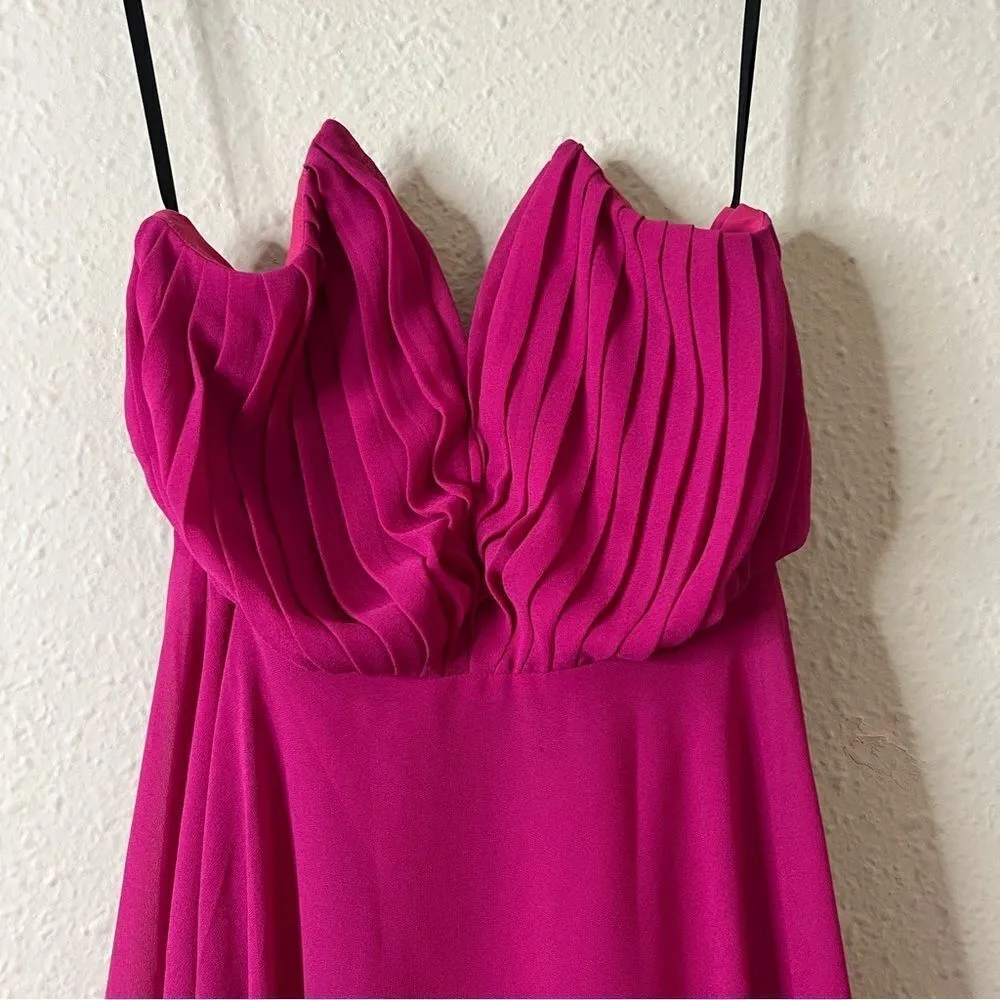 Michael Costello x Revolve Chiffon Strapless Mini Dress in Pink Size XS Barbie - Image 4
