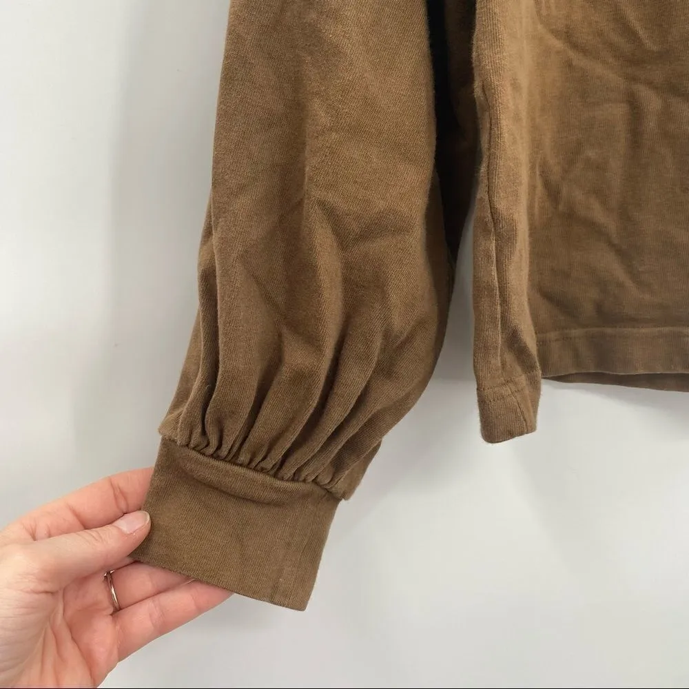 Madewell‎ Pleat sleeve pullover sweater Army Green/Brown Sweatshirt Small - Image 3