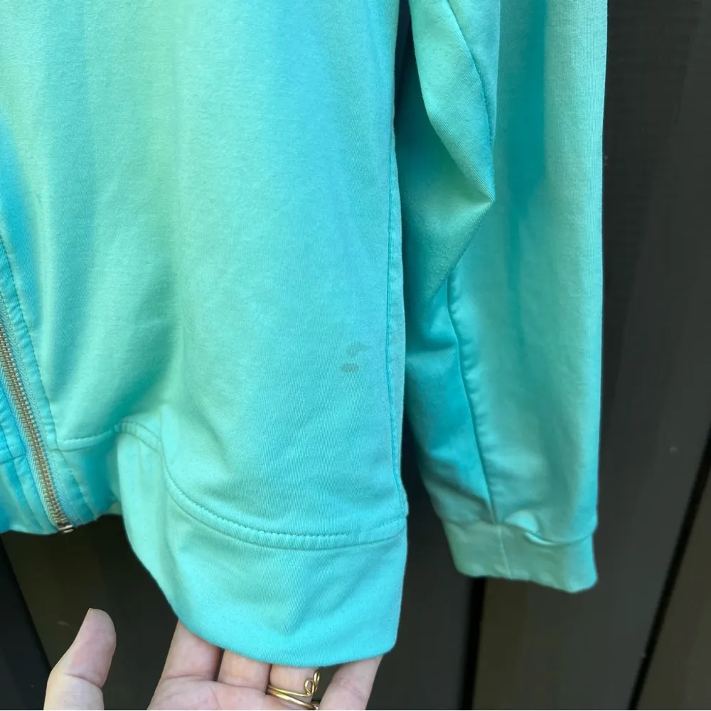 BCBG Max Azria aqua turquoise zipup sweatshirt size small - Image 5