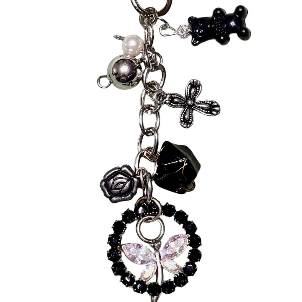Butterfly Bling Bag Charm Keychain Handmade | One of a Kind | Crystal Accessory - Image 3