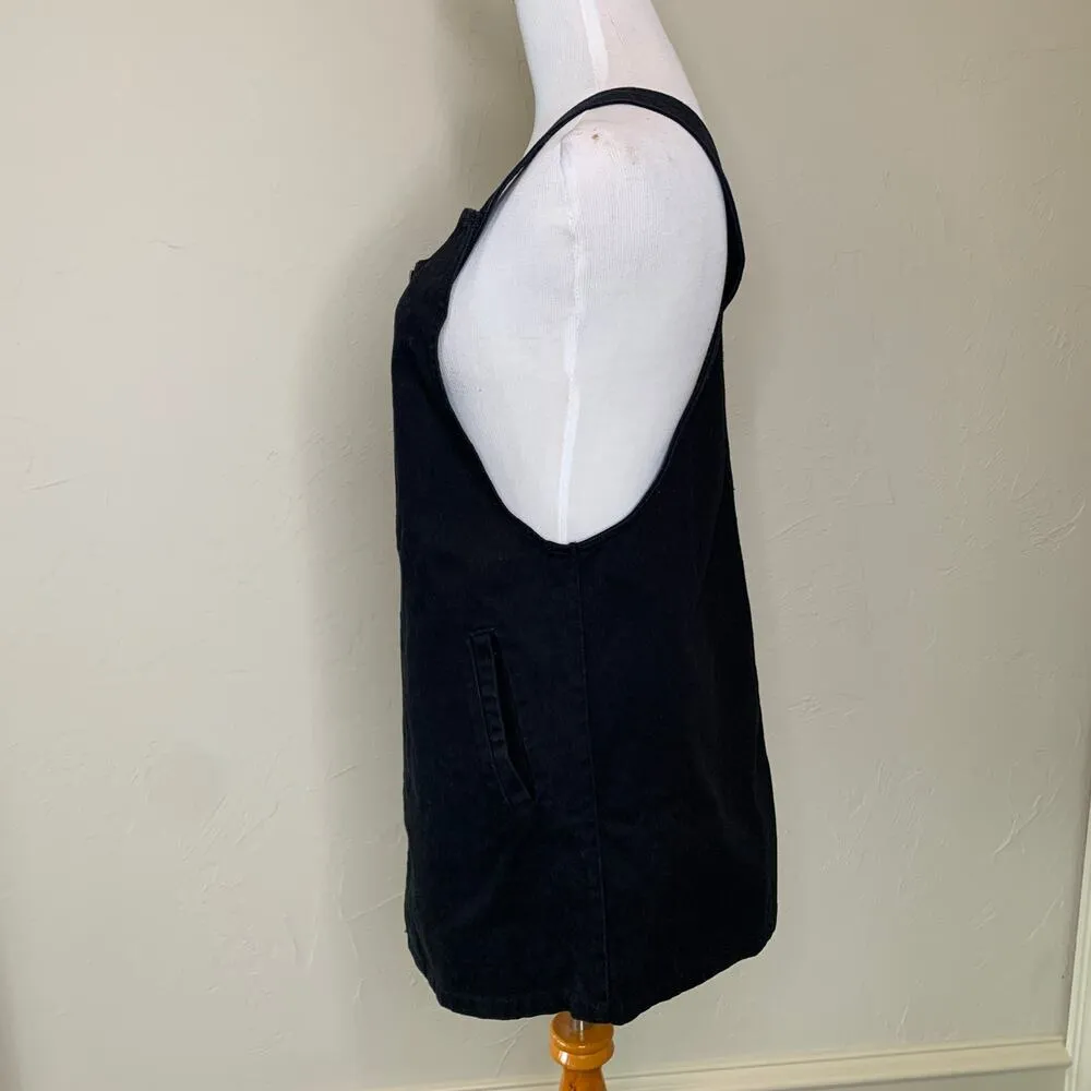 Forever 21 Black Denim Overall Dress Sz Small - Image 3