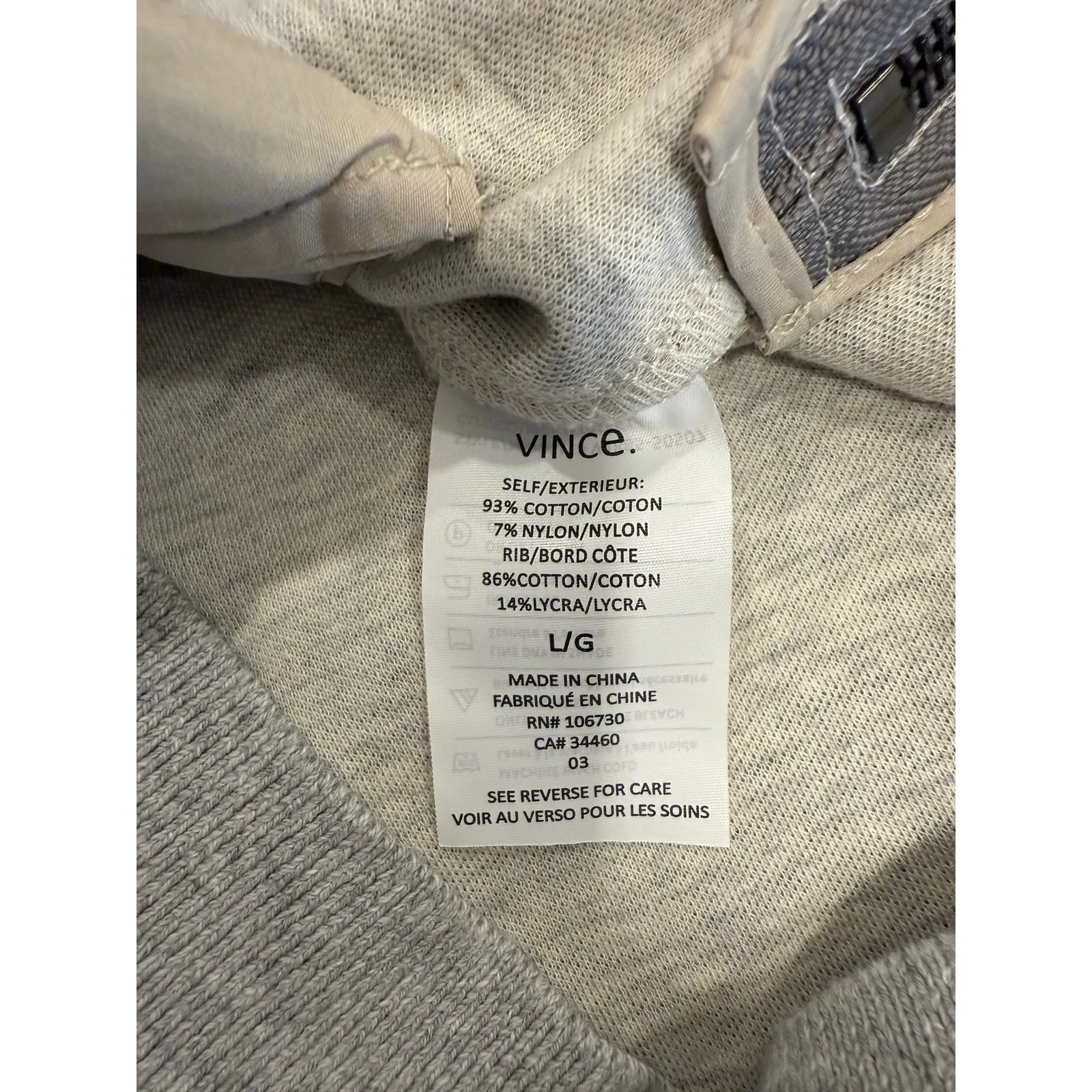 Vince Gray Side Zippers Sweatshirt Tunic Dress Size Large NWOT - Image 4